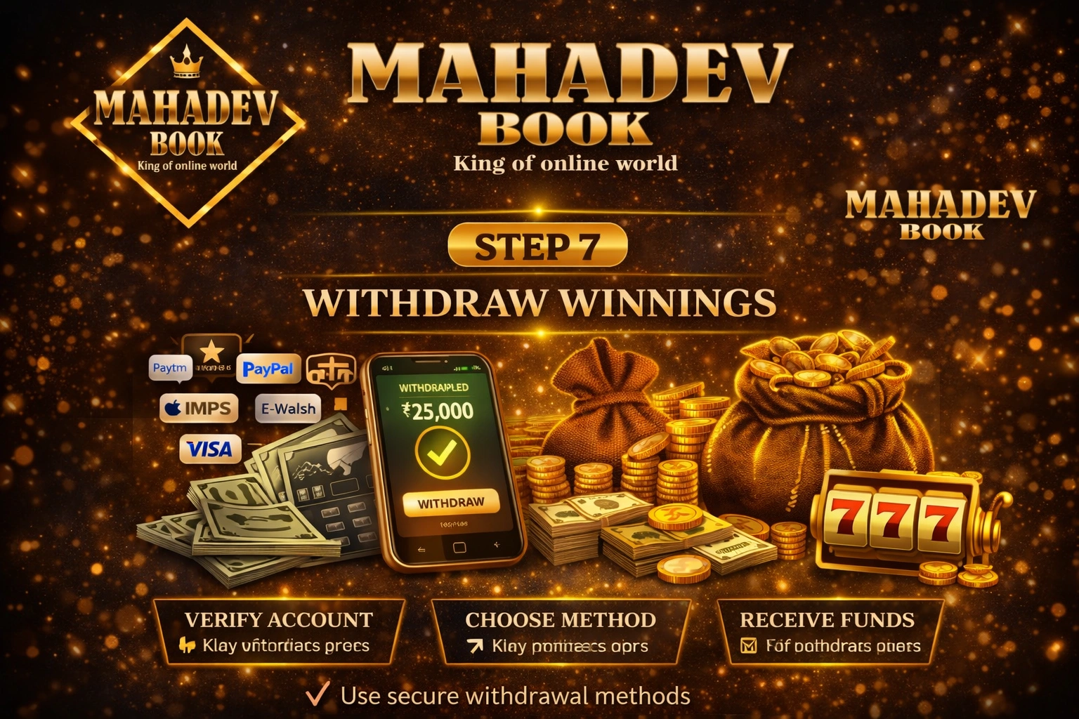 Step 7 withdraw casino winnings online India Mahadev Book guide